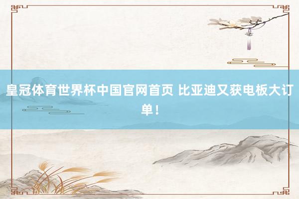 皇冠体育世界杯中国官网首页 比亚迪又获电板大订单!