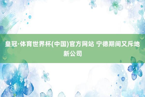 皇冠·体育世界杯(中国)官方网站 宁德期间又斥地新公司