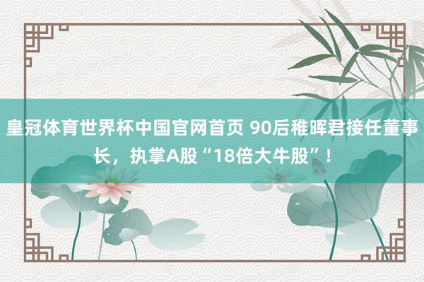 皇冠体育世界杯中国官网首页 90后稚晖君接任董事长,执掌A股“18倍大牛股”!