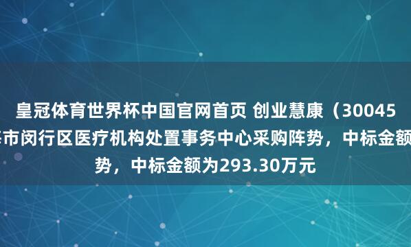 皇冠体育世界杯中国官网首页 创业慧康(300451):中标上海市闵行区医疗机构处置事务中心采购阵势,中标金额为293.30万元