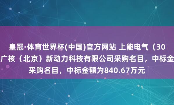 皇冠·体育世界杯(中国)官方网站 上能电气(300827):中标中广核(北京)新动力科技有限公司采购名目,中标金额为840.67万元