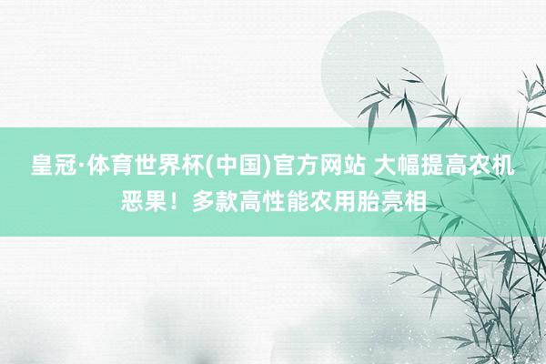 皇冠·体育世界杯(中国)官方网站 大幅提高农机恶果!多款高性能农用胎亮相