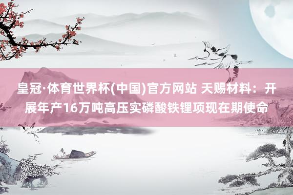 皇冠·体育世界杯(中国)官方网站 天赐材料:开展年产16万吨高压实磷酸铁锂项现在期使命