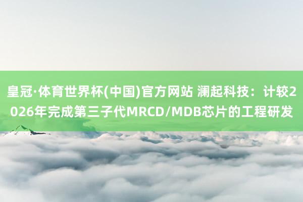 皇冠·体育世界杯(中国)官方网站 澜起科技:计较2026年完成第三子代MRCD/MDB芯片的工程研发