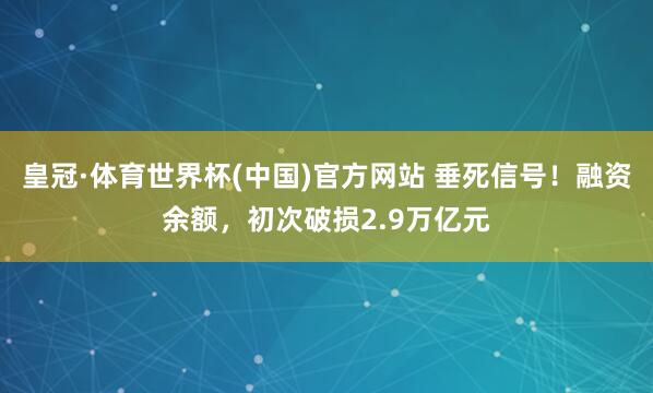 皇冠·体育世界杯(中国)官方网站 垂死信号!融资余额,初次破损2.9万亿元