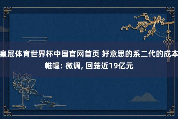 皇冠体育世界杯中国官网首页 好意思的系二代的成本帷幄: 微调, 回笼近19亿元