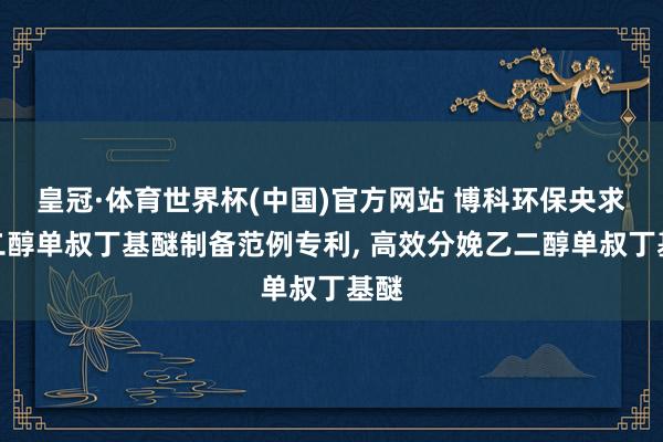 皇冠·体育世界杯(中国)官方网站 博科环保央求乙二醇单叔丁基醚制备范例专利, 高效分娩乙二醇单叔丁基醚