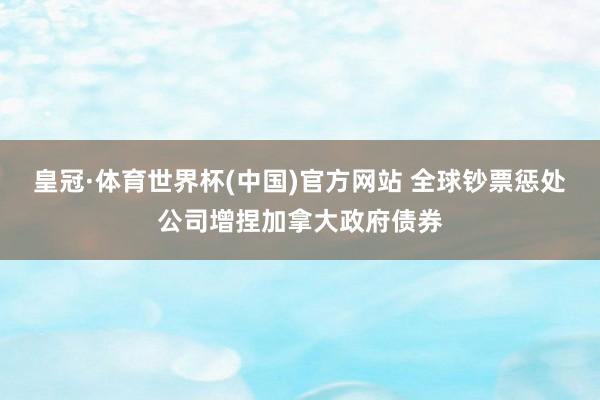 皇冠·体育世界杯(中国)官方网站 全球钞票惩处公司增捏加拿大政府债券