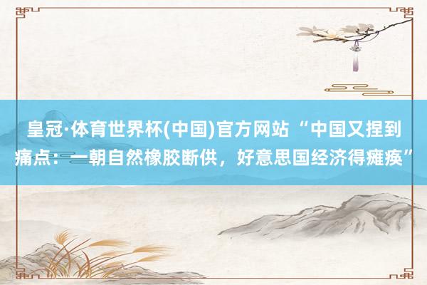 皇冠·体育世界杯(中国)官方网站 “中国又捏到痛点:一朝自然橡胶断供,好意思国经济得瘫痪”