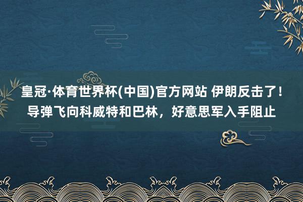 皇冠·体育世界杯(中国)官方网站 伊朗反击了!导弹飞向科威特和巴林,好意思军入手阻止