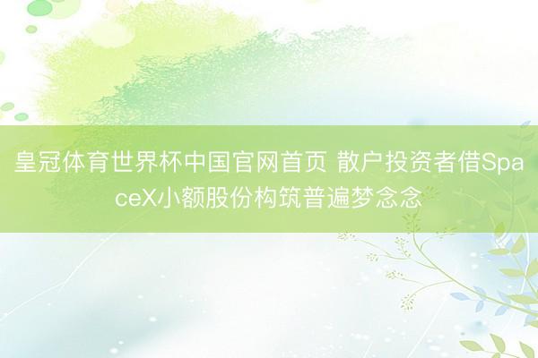 皇冠体育世界杯中国官网首页 散户投资者借SpaceX小额股份构筑普遍梦念念