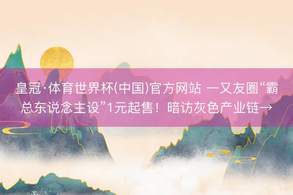 皇冠·体育世界杯(中国)官方网站 一又友圈“霸总东说念主设”1元起售!暗访灰色产业链→