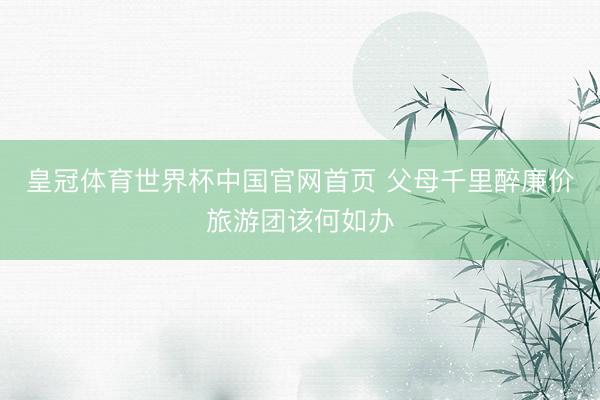 皇冠体育世界杯中国官网首页 父母千里醉廉价旅游团该何如办